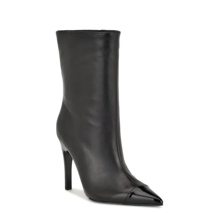 Winner Cap Toe Heeled Booties Black Women Nine West Boots and Booties