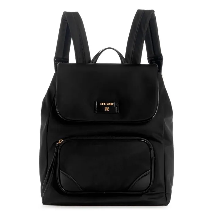 Winsland Flap Backpack Black WomenMen Nine West Totes and Backpacks
