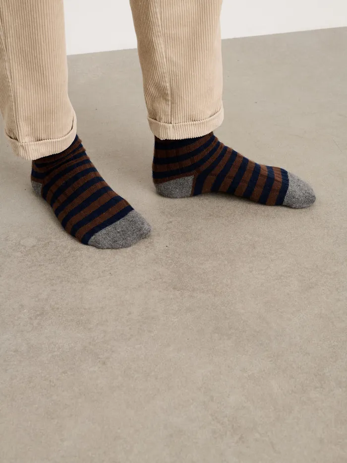 Women Alex Mill Accessories Cashmere Stripe Socks Navychocolateheather Grey