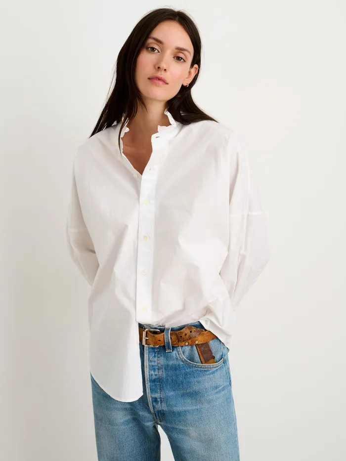 Women Alex Mill Shirts Tops Easy Ruffle Shirt In Paper Poplin White