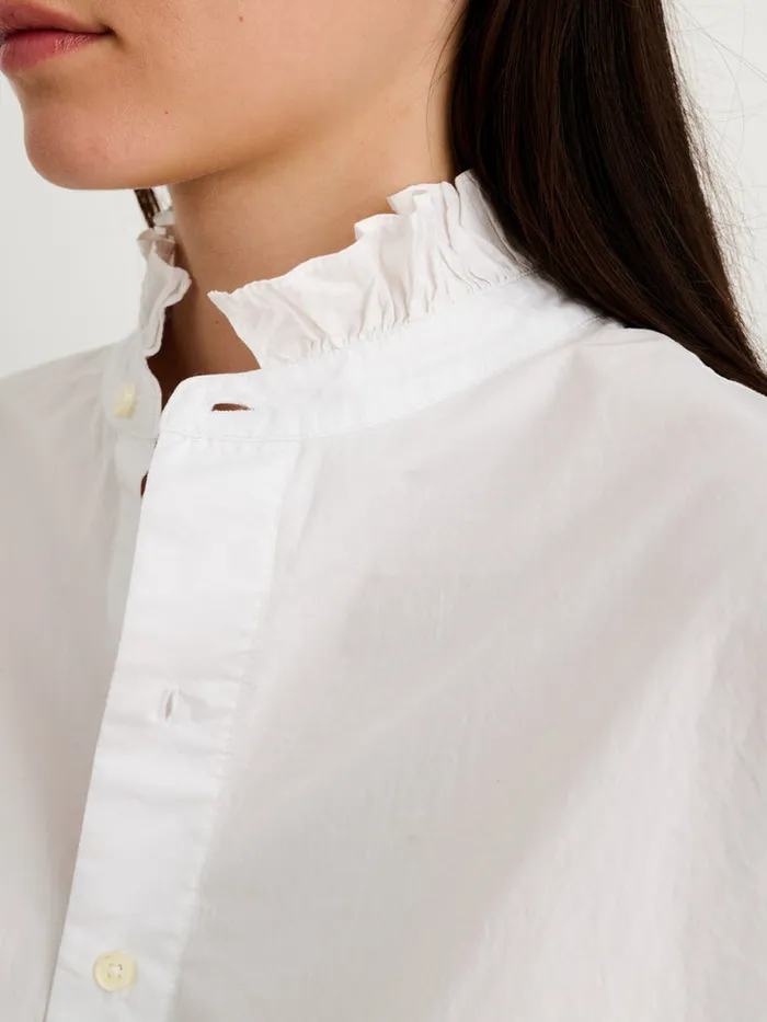 Women Alex Mill Shirts Tops Easy Ruffle Shirt In Paper Poplin White