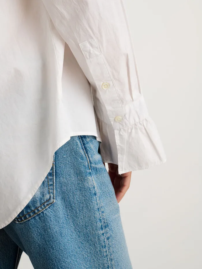 Women Alex Mill Shirts Tops Easy Ruffle Shirt In Paper Poplin White