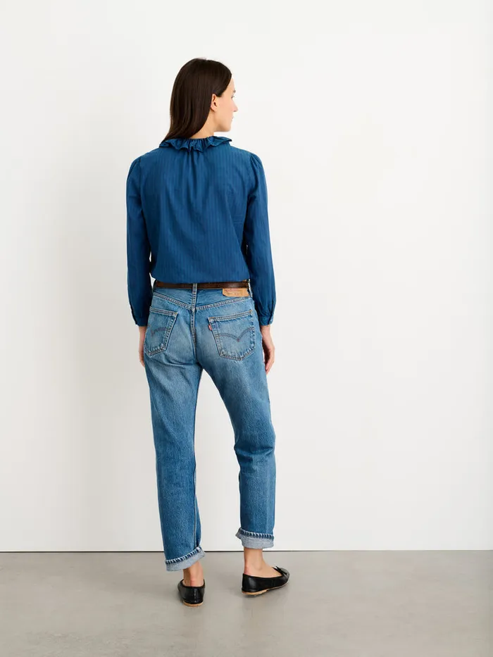 Women Alex Mill Shirts Tops Indigo Dyed Lille Shirt In Medium Stripe