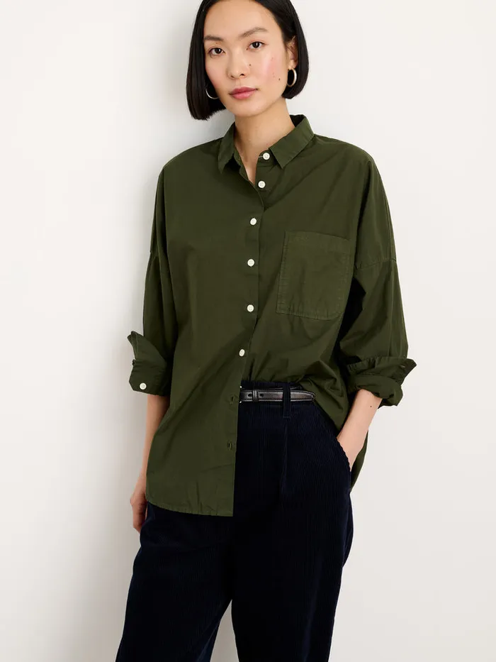 Women Alex Mill Shirts Tops Jo Shirt In Paper Poplin Pine Needle