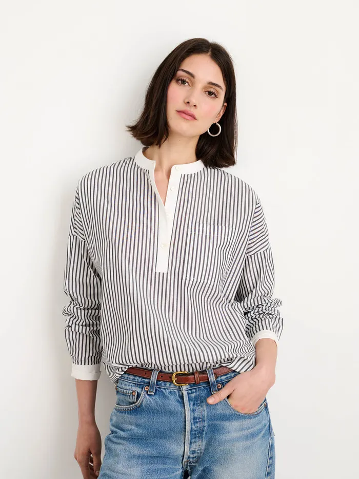 Women Alex Mill Shirts Tops Jo Striped Popover Shirt In Cotton