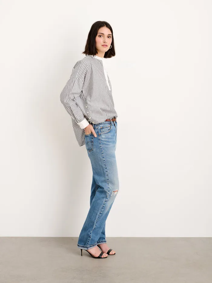 Women Alex Mill Shirts Tops Jo Striped Popover Shirt In Cotton