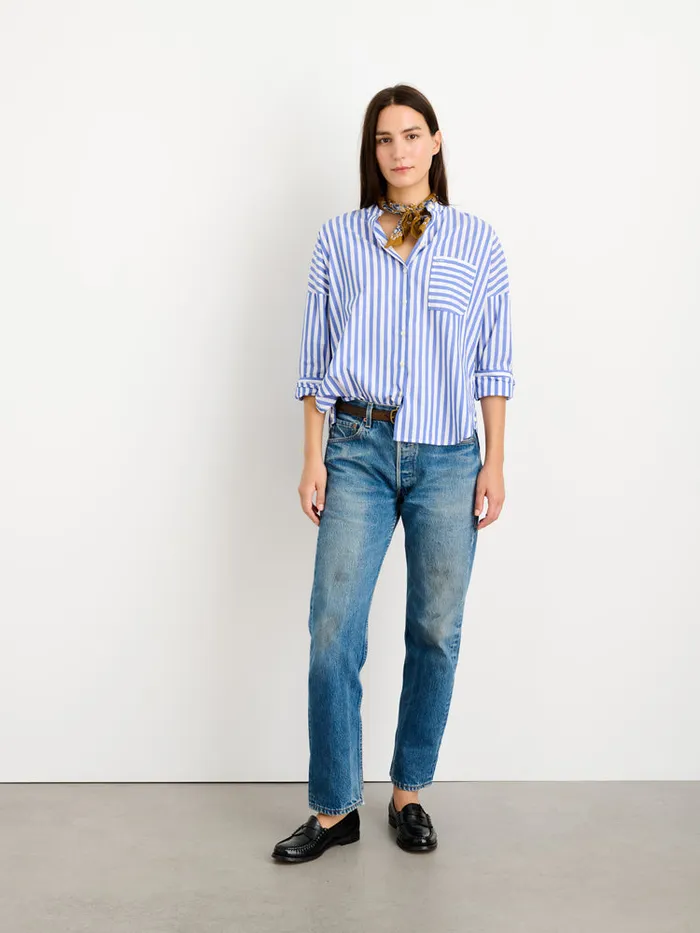 Women Alex Mill Shirts Tops Jo Striped Shirt In Cotton Bluewhite
