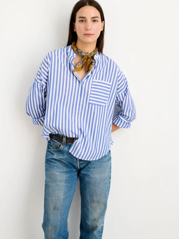 Women Alex Mill Shirts Tops Jo Striped Shirt In Cotton Bluewhite