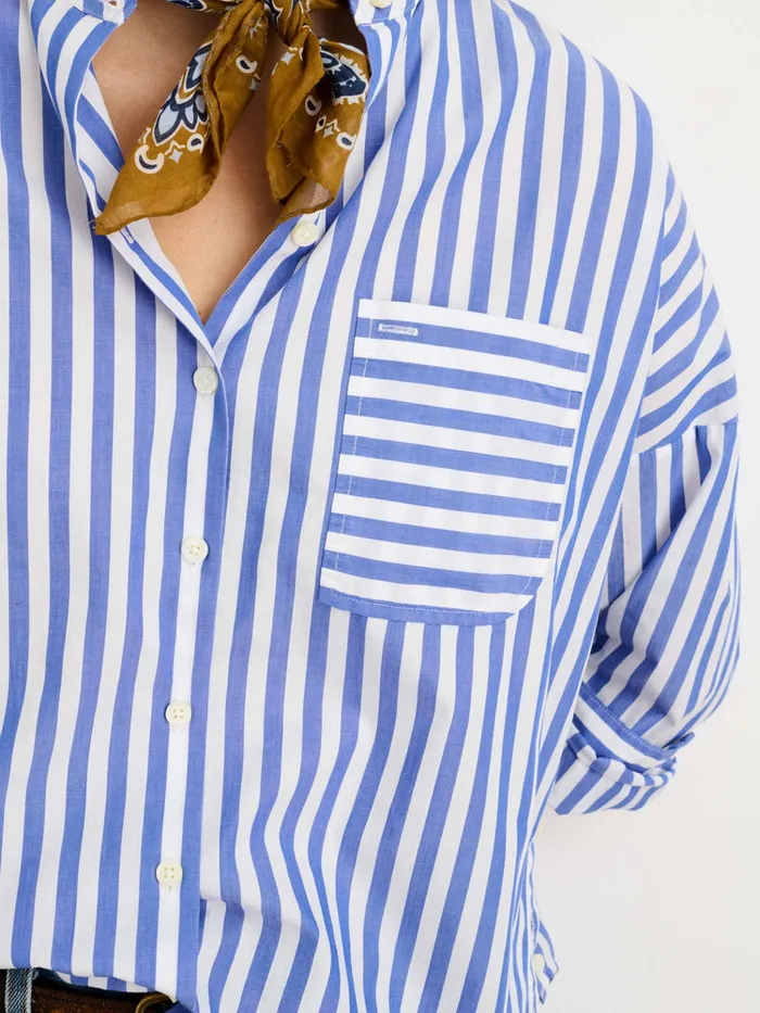 Women Alex Mill Shirts Tops Jo Striped Shirt In Cotton Bluewhite