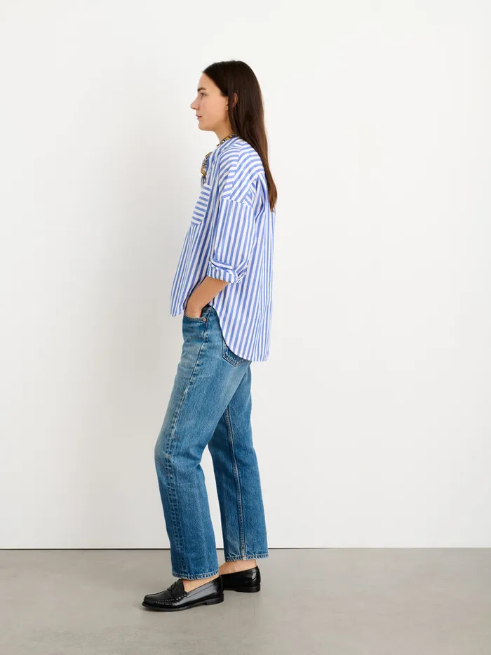 Women Alex Mill Shirts Tops Jo Striped Shirt In Cotton Bluewhite