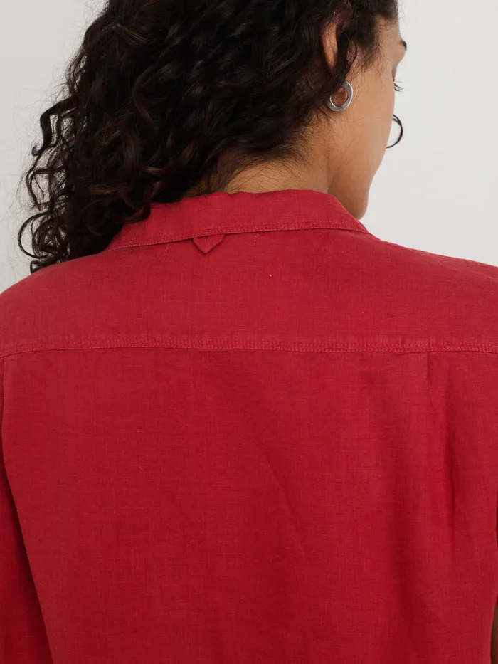 Women Alex Mill Shirts Tops Maddie Camp Shirt In Linen Brick Red