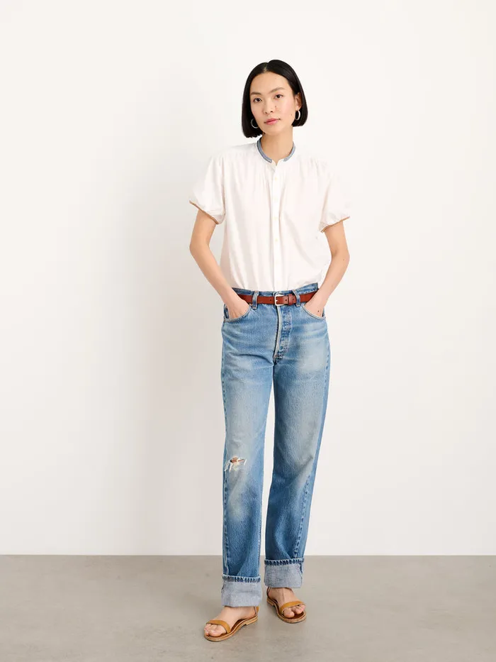 Women Alex Mill Shirts Tops Rework Kit Shirt In Paper Poplin