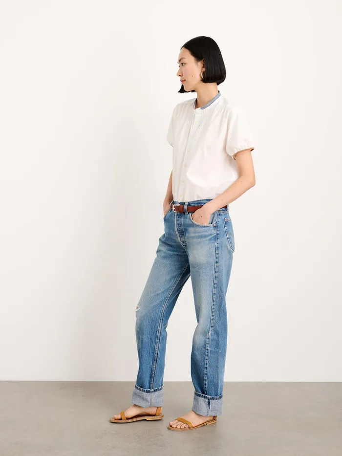 Women Alex Mill Shirts Tops Rework Kit Shirt In Paper Poplin