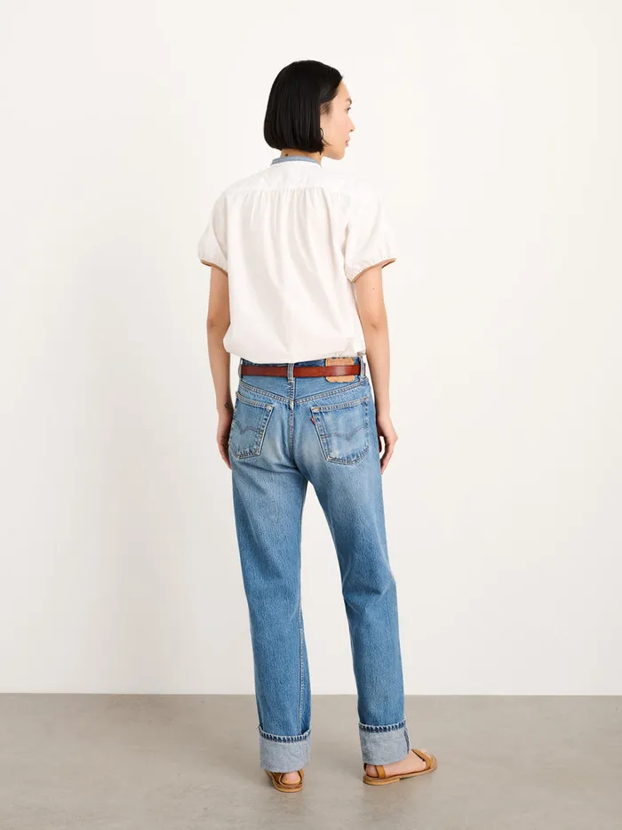 Women Alex Mill Shirts Tops Rework Kit Shirt In Paper Poplin