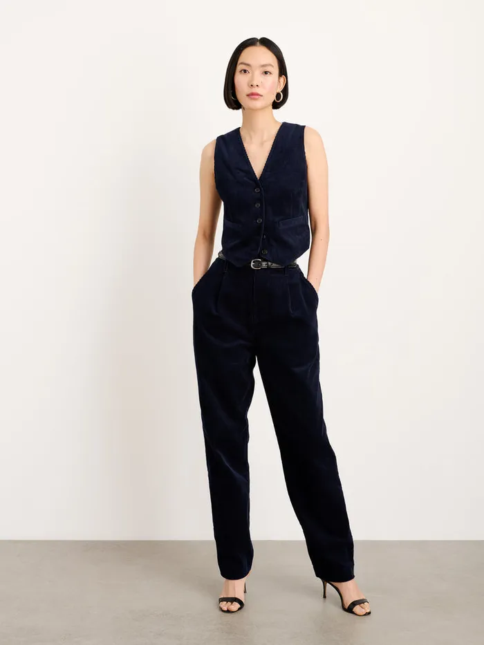 Women Alex Mill Shirts Tops Sloane Vest In Corduroy Dark Navy