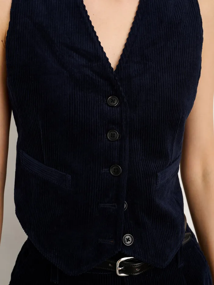 Women Alex Mill Shirts Tops Sloane Vest In Corduroy Dark Navy