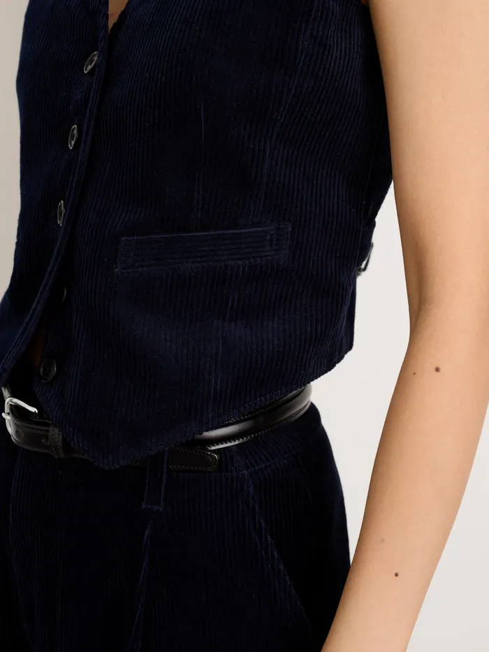 Women Alex Mill Shirts Tops Sloane Vest In Corduroy Dark Navy