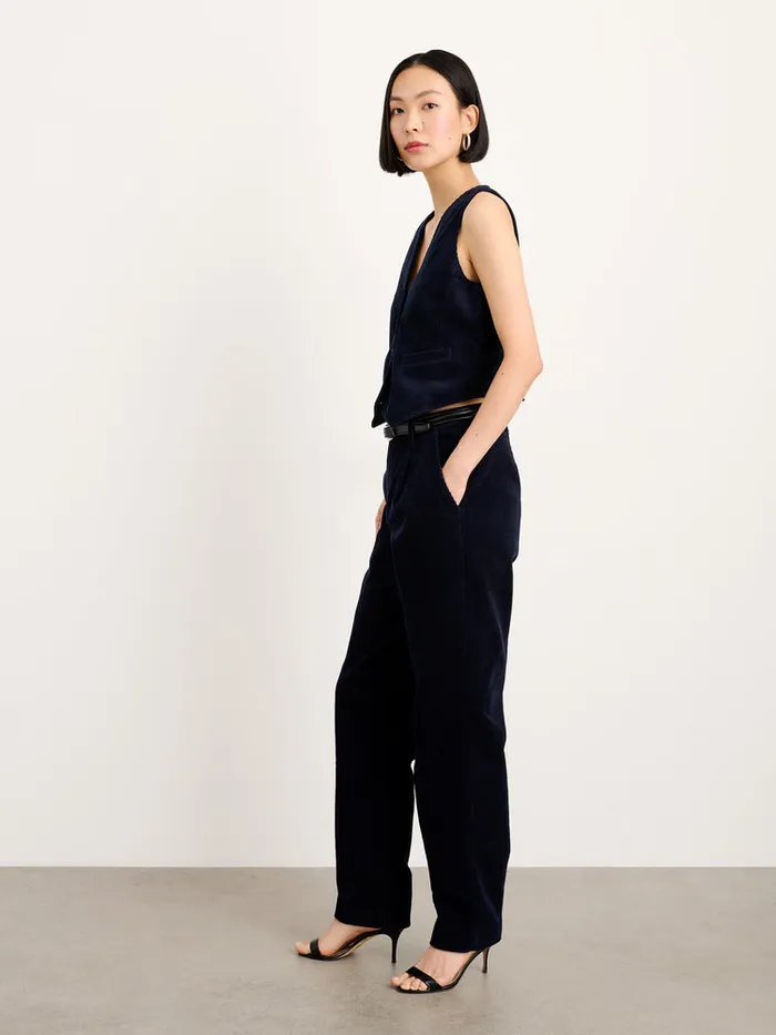 Women Alex Mill Shirts Tops Sloane Vest In Corduroy Dark Navy