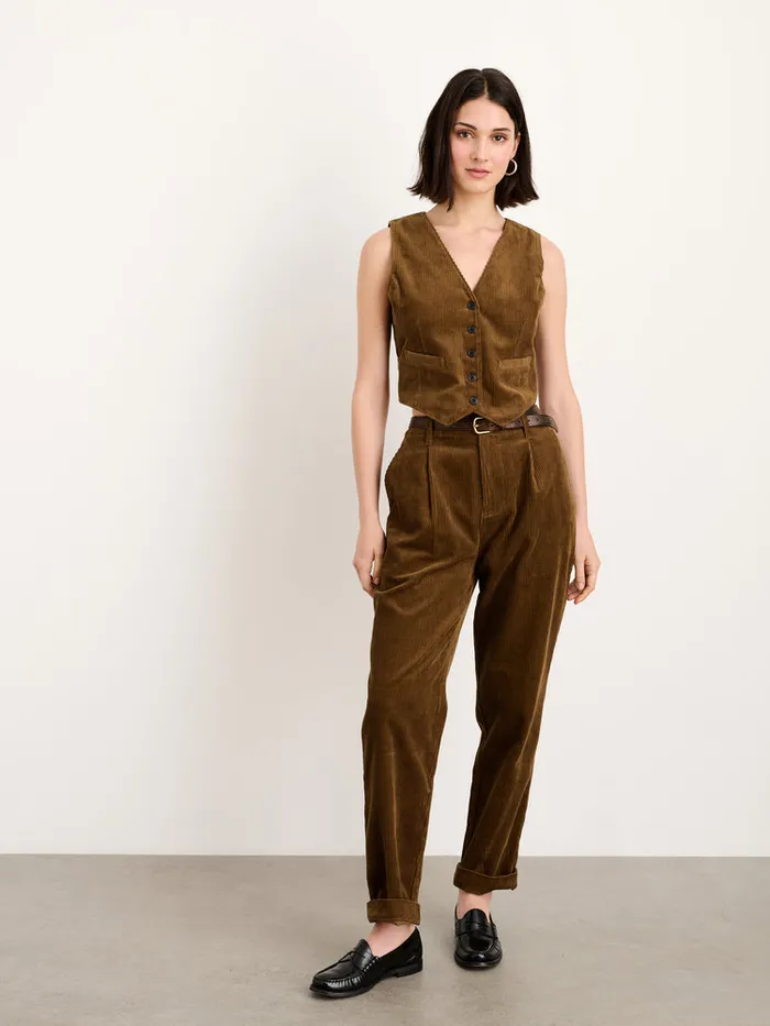Women Alex Mill Shirts Tops Sloane Vest In Corduroy Saddle