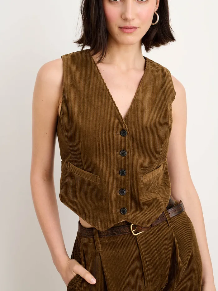 Women Alex Mill Shirts Tops Sloane Vest In Corduroy Saddle