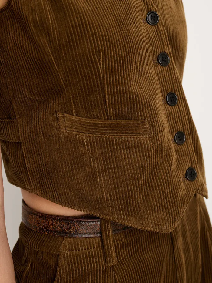 Women Alex Mill Shirts Tops Sloane Vest In Corduroy Saddle