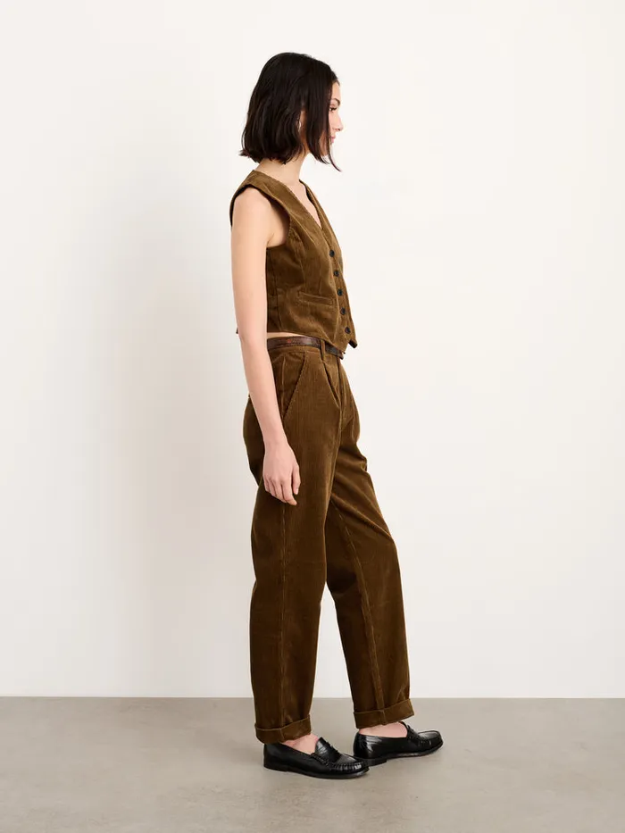 Women Alex Mill Shirts Tops Sloane Vest In Corduroy Saddle