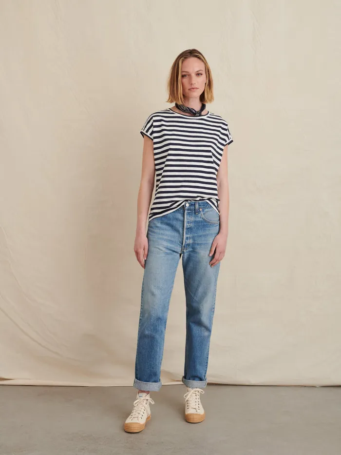 Women Alex Mill Tees Tanks Dave Tee In Stripe Whitenavy