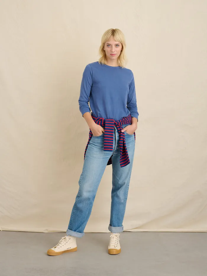 Women Alex Mill Tees Tanks Frank Long Sleeve Tee In 40039S Jersey Dusty Blue