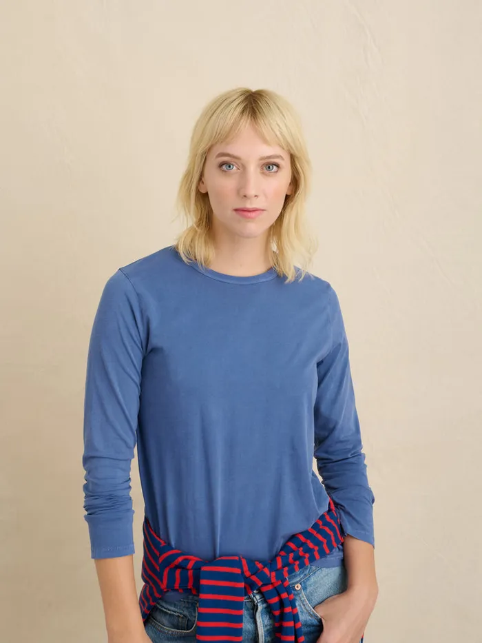 Women Alex Mill Tees Tanks Frank Long Sleeve Tee In 40039S Jersey Dusty Blue