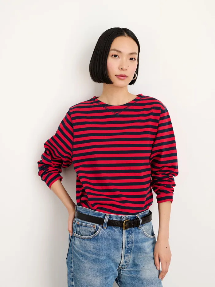 Women Alex Mill Tees Tanks Lakeside Striped Tee Rednavy Bold Stripe