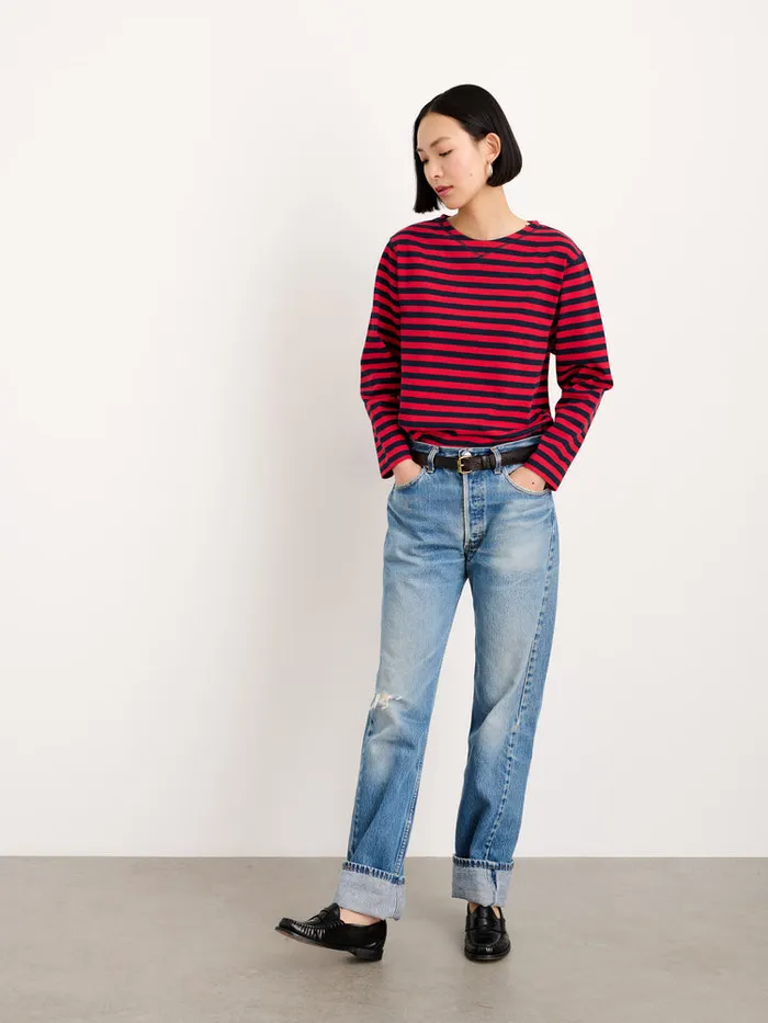 Women Alex Mill Tees Tanks Lakeside Striped Tee Rednavy Bold Stripe