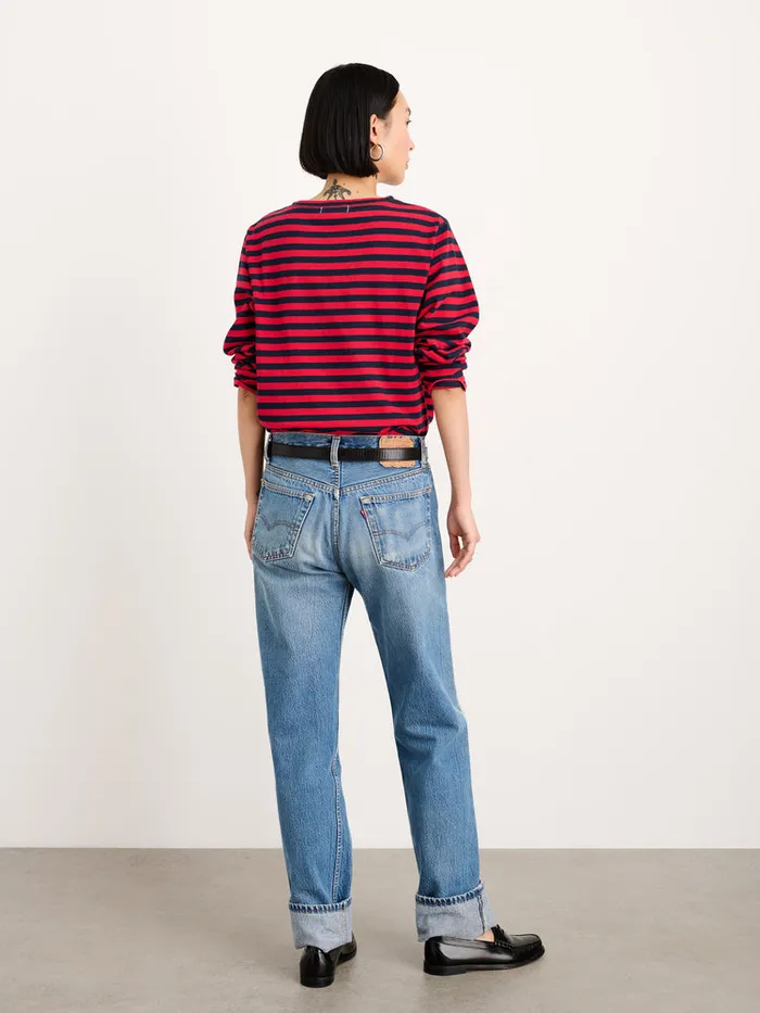 Women Alex Mill Tees Tanks Lakeside Striped Tee Rednavy Bold Stripe