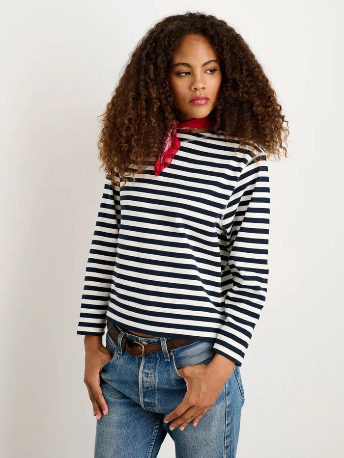 Women Alex Mill Tees Tanks Lakeside Striped Tee Whitenavy Bold Stripe