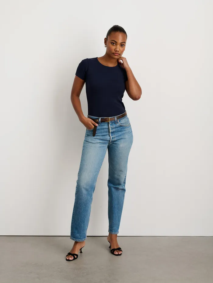Women Alex Mill Tees Tanks Remy Pointelle Tee Night Sky