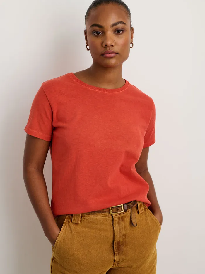 Women Alex Mill Tees Tanks Scout Crewneck Tee In Vintage Wash Chili