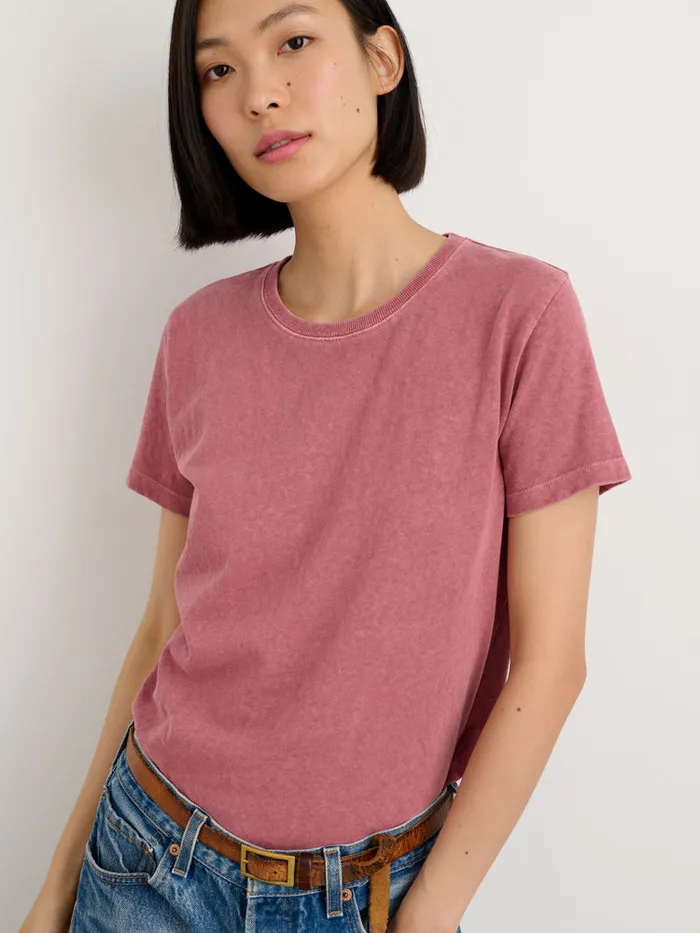 Women Alex Mill Tees Tanks Scout Crewneck Tee In Vintage Wash Currant