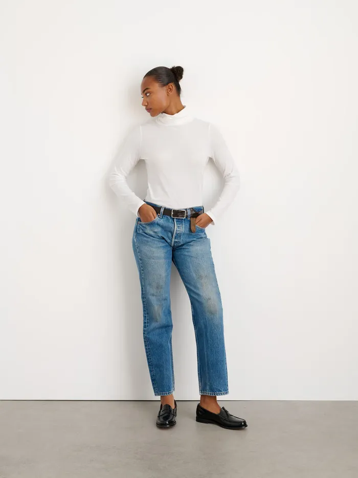 Women Alex Mill Tees Tanks Turtleneck In 40s Jersey White