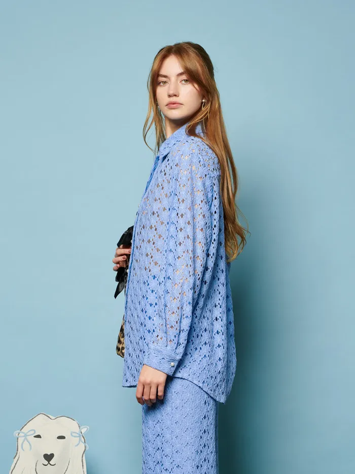 Women Bella Lace Shirt Cornflower Blue Sister Jane Tops
