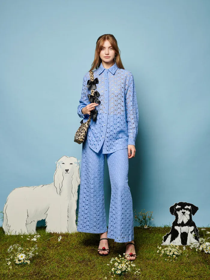 Women Bella Lace Shirt Cornflower Blue Sister Jane Tops