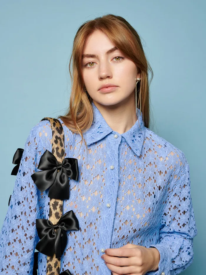 Women Bella Lace Shirt Cornflower Blue Sister Jane Tops