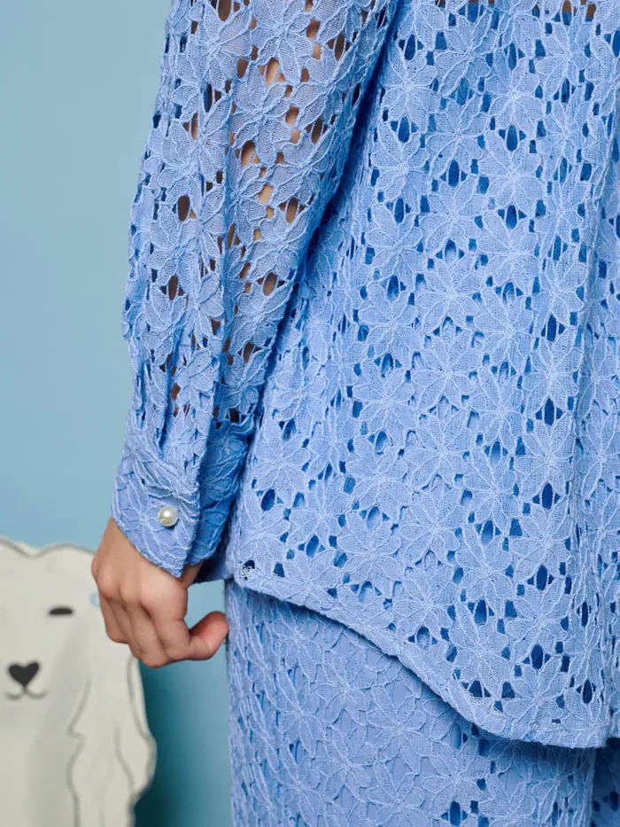 Women Bella Lace Shirt Cornflower Blue Sister Jane Tops