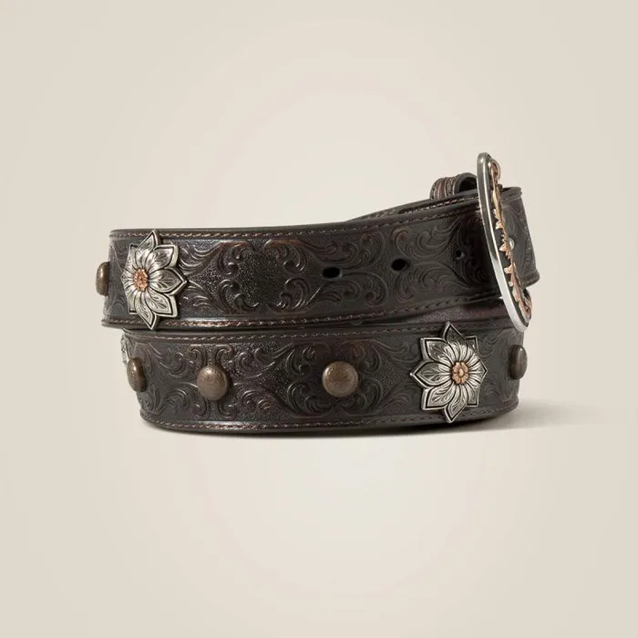 Women Belts Ariat Flower Medallion Belt Brown Women Belts Ariat Flower Medallion Belt Brown