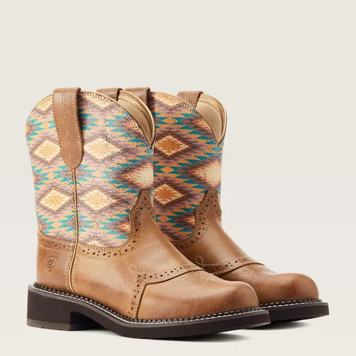 Women Booties Ariat Fatbaby Heritage Farrah Western Boot Coastal Tan Blanket Print Women Booties Ariat Fatbaby Heritage Farrah Western Boot Coastal Tan Blanket Print