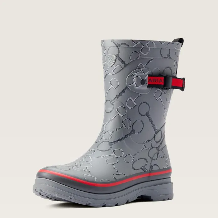 Women Booties Ariat Kelmarsh Mid Rubber Boot Grey Bit Print