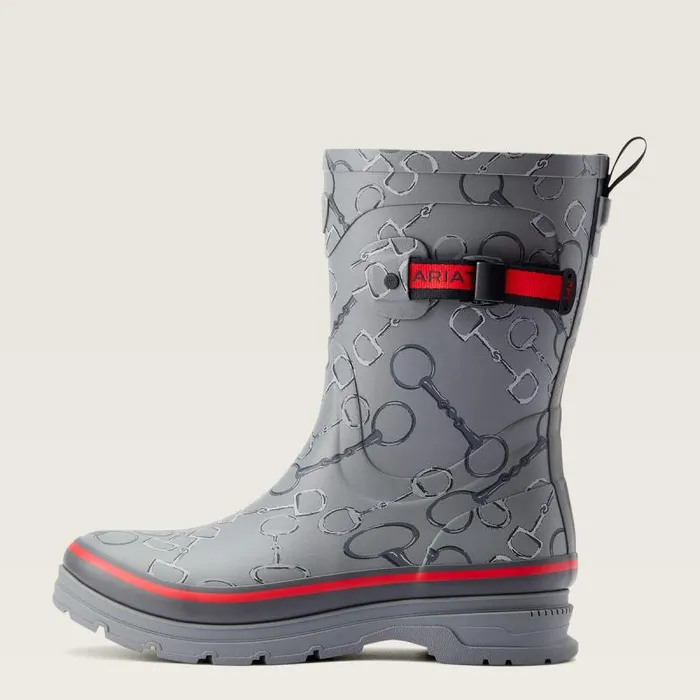 Women Booties Ariat Kelmarsh Mid Rubber Boot Grey Bit Print