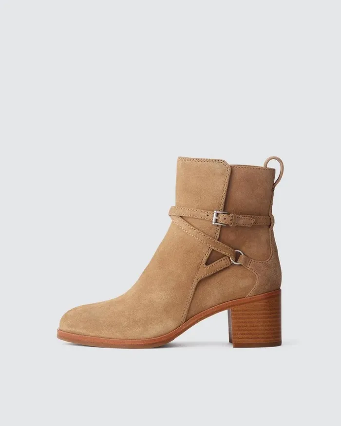 Women Boots Rag 038 Bone Hazel Buckle Boot 8211 Suede Camel Suede