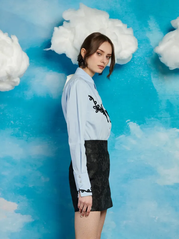 Women Cody Cording Shirt Baby Blue Sister Jane Tops