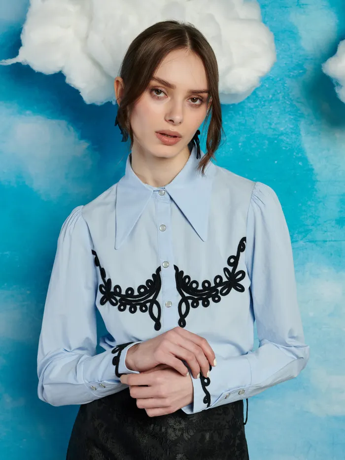 Women Cody Cording Shirt Baby Blue Sister Jane Tops