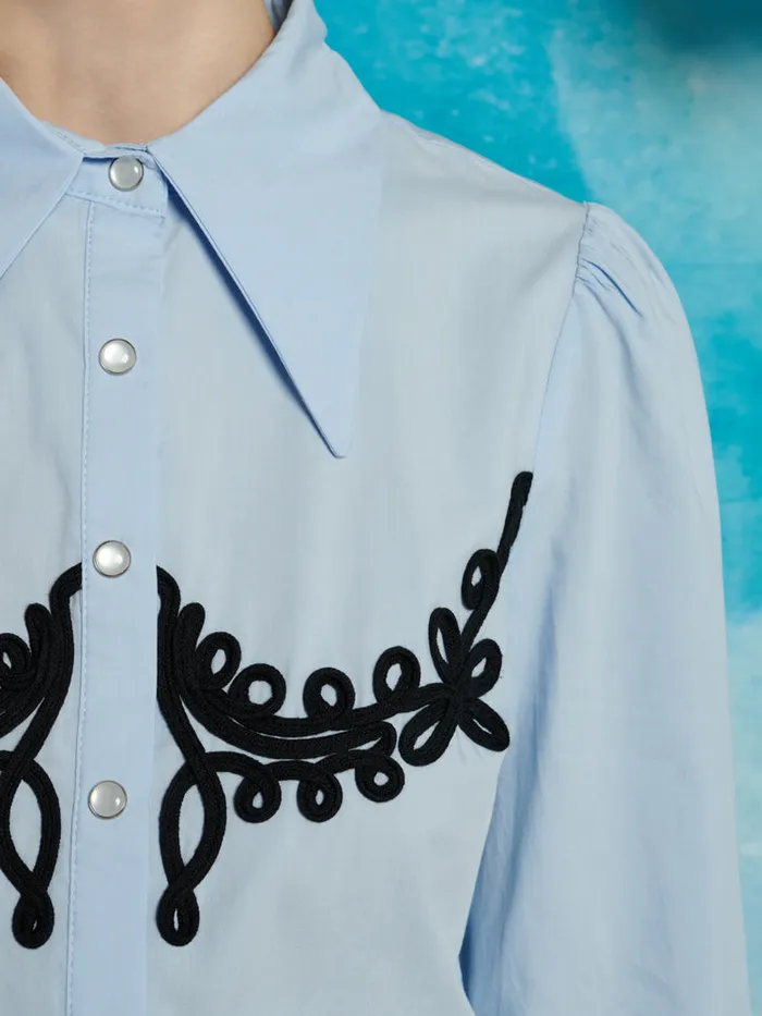 Women Cody Cording Shirt Baby Blue Sister Jane Tops