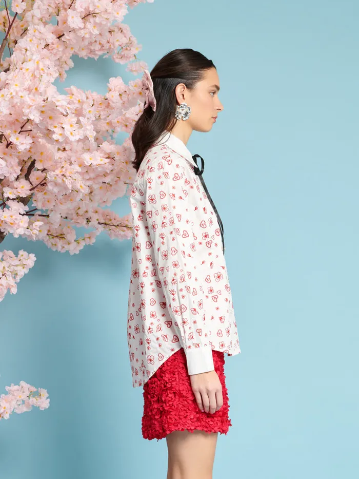 Women Doodle Bloom Shirt Ivory U0026 Red Sister Jane Tops